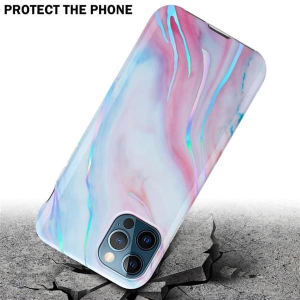 iPhone 12 PRO MAX-fodral i vit rosa marmor nr 15 skyddsetui Vit