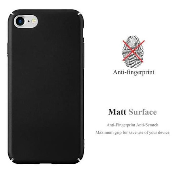 Hårt skyddsfodral för Apple iPhone 8 / 7 / 7S - CADORABO - Svart metall matt design - Ultratunn stötfångare