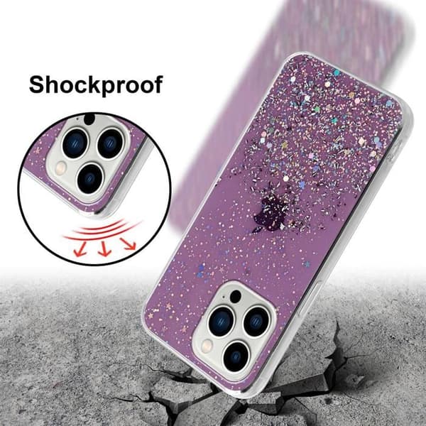 iPhone 13 PRO Lila Skal med Glitter Skydd Glittrande Design Violett