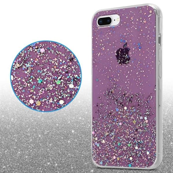 iPhone 7 PLUS / 7S PLUS / 8 PLUS skal Lila med Glitter Skydd Design Glittrande Violett