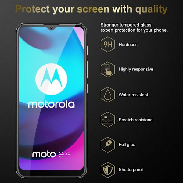 3x skärmhärdat glas för Motorola MOTO E20 / E30 / E40 Skyddsfilm i HÖGT TRANSPARENT härdat härdat glas Transparent