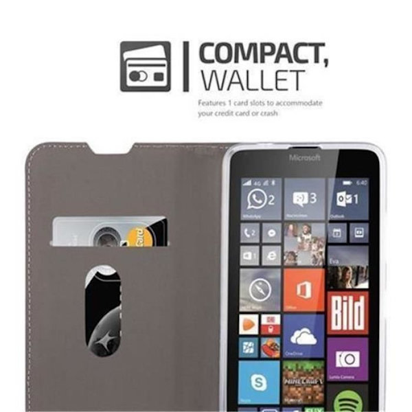 Nokia Lumia 640 Fodral i LJUSGRÅ BRUN från Cadorabo (TYG-LEATHERETTE Design) Fullt skyddsfodral med Flip Flip