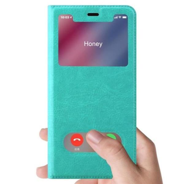 Fodral till Apple iPhone XS MAX - CADORABO - Grön - Imiterat läder - Magnetisk stängning - Dubbelfönster Grön
