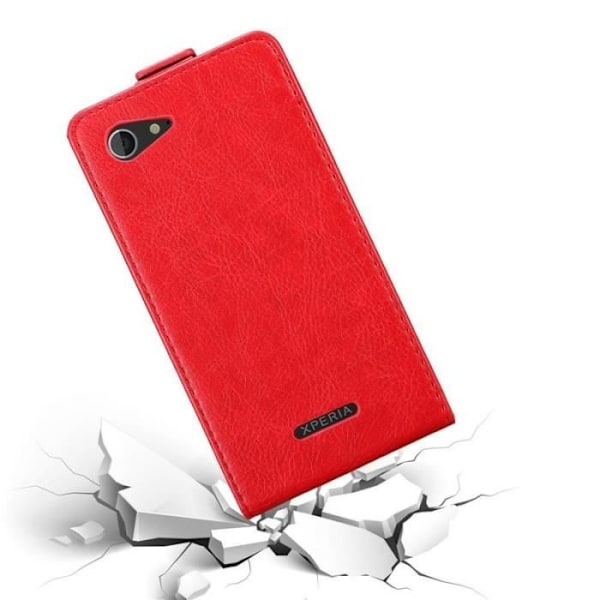 Coque - CADORABO - Sony Xperia E3 - Syntetiskt läder - Röd - Magnetisk stängning Röd