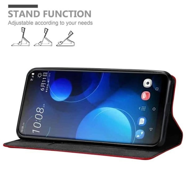 Fodral till HTC Desire 19+ - CADORABO - Röd - Magnetisk - Horisontellt stativ - Kortplats Röd