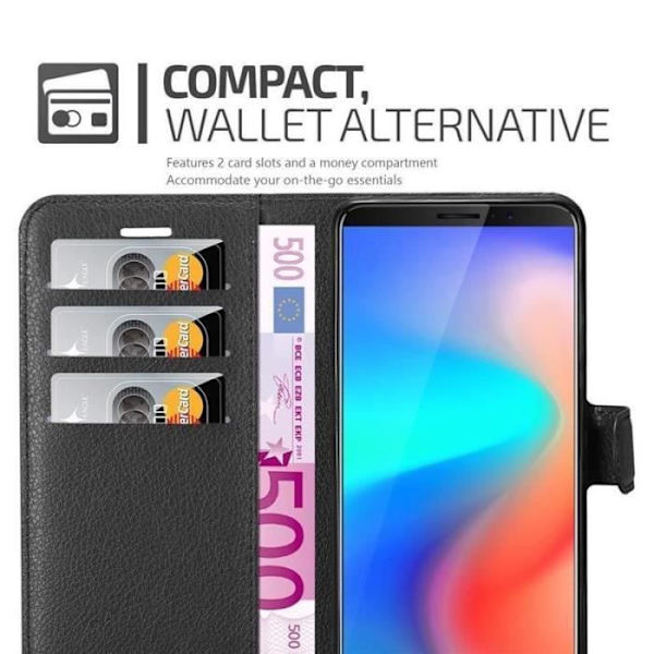 Fodral - CADORABO - Cubot J3 PRO - Läderimitation - Svart - Stativfunktion Svart