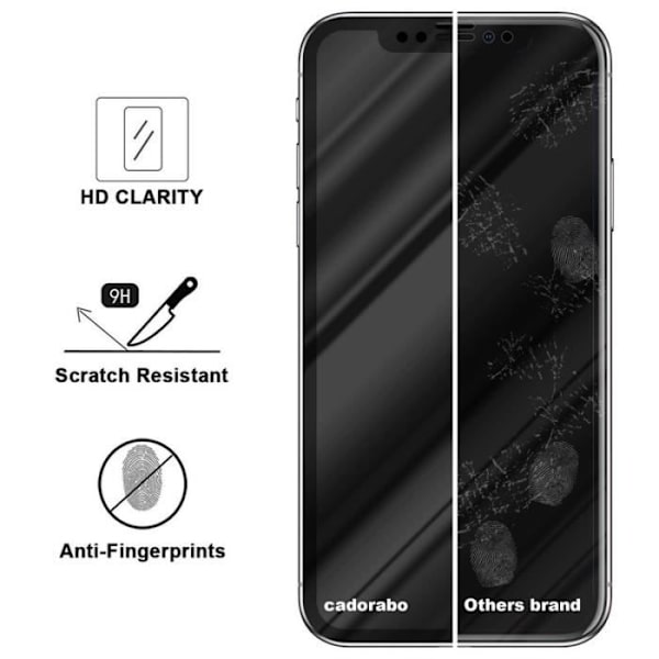 Skärmskydd - CADORABO - iPhone X - XS - Härdat glas - Genomskinlig - Reptålig Transparent, svart