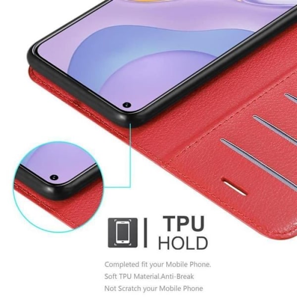 Fodral - CADORABO - Huawei Nova 7 5G - Läderimitation - Röd - Stativfunktion Röd