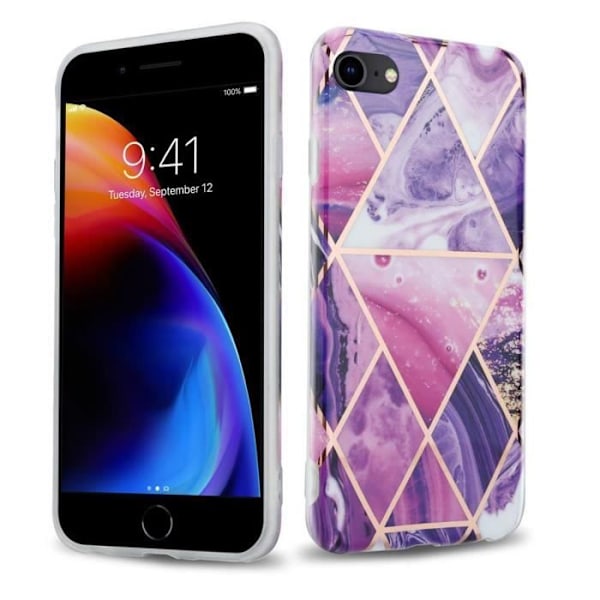 Coque - CADORABO - iPhone 7 / 7S / 8 / SE 2020 - Marmor Våg Lila - Antiglidande - Mjuk Lila