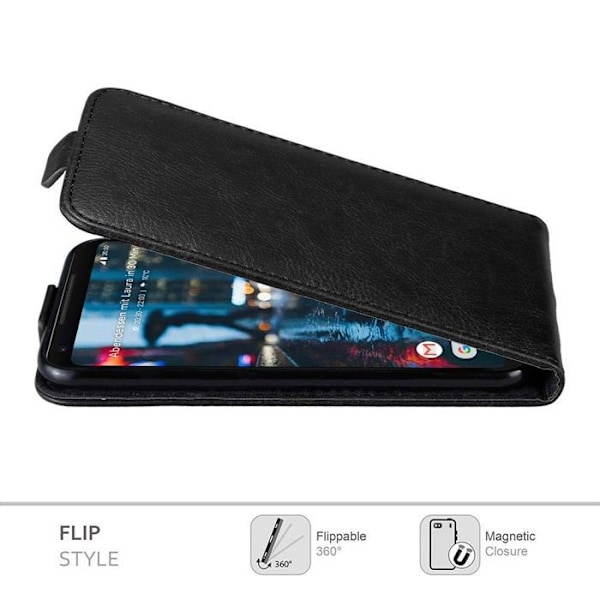 Coque för Google PIXEL 2 XL Etui i NATT SVART Hölster Skydd Flip magnetisk Plånbok Svart