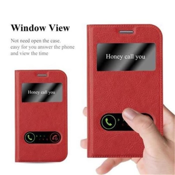 Samsung Galaxy XCover 3-fodral i SAFFRANSRÖTT från Cadorabo (Design VIEW) Helt skyddsfodral med flipskydd, stativ ROUGE SAFRAN