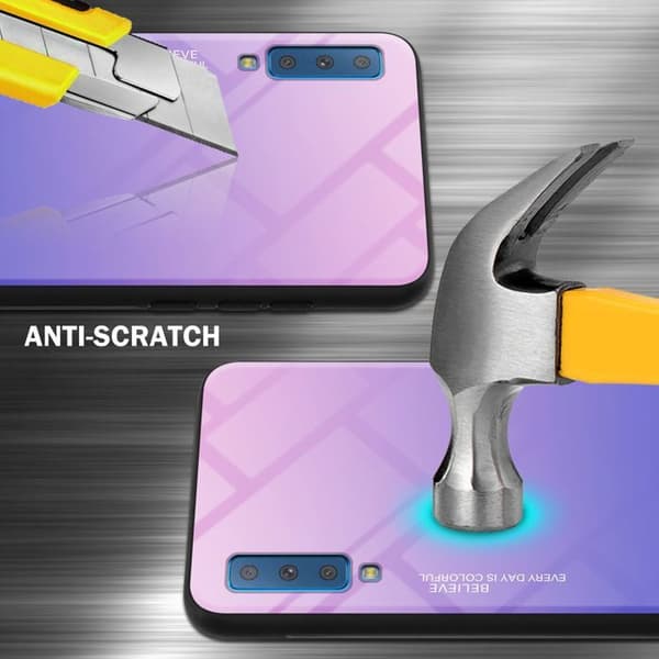 Fodral för Samsung Galaxy A7 2018 i ROSA - BLÅ Stötsäker Bicolor design Svart