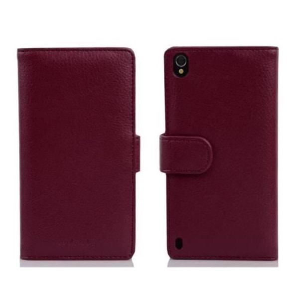 Etui Housse - CADORABO - Huawei ASCEND P7 - Plånbok - Syntetläder - Röd orkidé violetta Orkidévioler