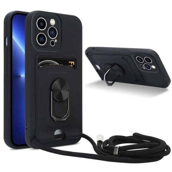 Skyddsfodral för iPhone 12 PRO MAX med justerbar axelrem Svart