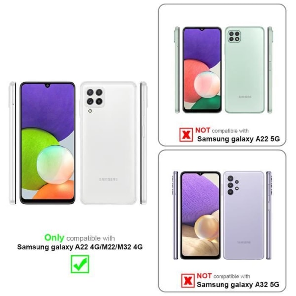Coque - CADORABO - A22 4G / M22 / M32 4G - Silver - Design Clear View - Ställfunktion Pengar