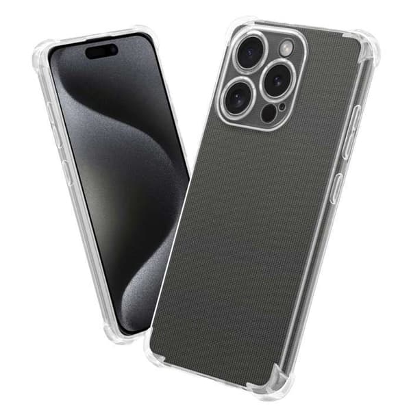 Transparent stötsäker silikonfodral för iPhone 15 PRO MAX Vit