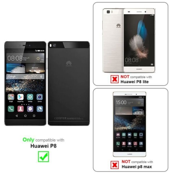 Cadorabo Fodral för Huawei P8 i CLASSY BLACK Skyddsfodral magnetisk stängning stödfunktion