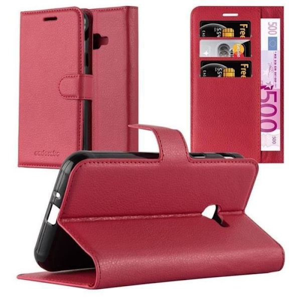 Coque - CADORABO - Galaxy Xcover 4S - Similicuir - Röd - Ställfunktion och kortfack Röd
