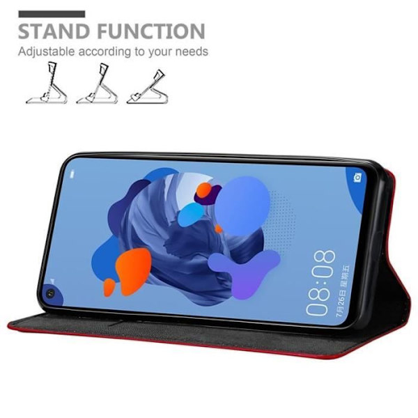 Étui - CADORABO - Huawei MATE 30 LITE - Röd - Magnetisk - Horisontell Ställning Röd