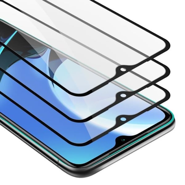 3x helskärmshärdat glas för Xiaomi RedMi 9T / POCO M3 skyddsfilm i TRANSPARENT med SVART härdat härdat glas