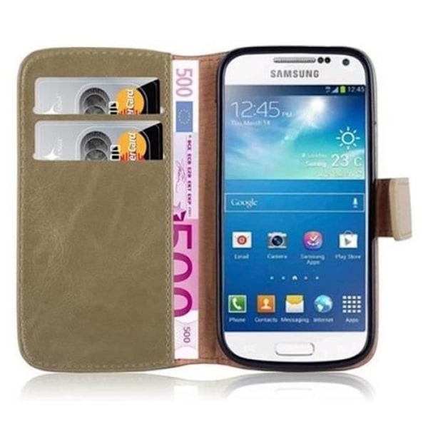Samsung Galaxy S4 MINI Fodral i CAPPUCINO BROWN by Cadorabo (LYXdesign) Helt skyddsfodral med flip flik och
