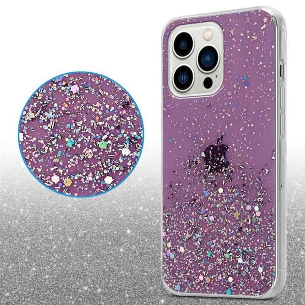 iPhone 13 PRO Lila Skal med Glitter Skydd Glittrande Design Violett