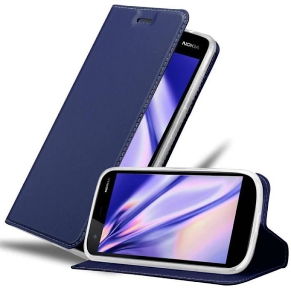 Cadorabo Fodral för Nokia 1 i CLASSY MÖRKBLÅT - Skyddsfodral med magnetlås, horisontellt stativ och kortplats -