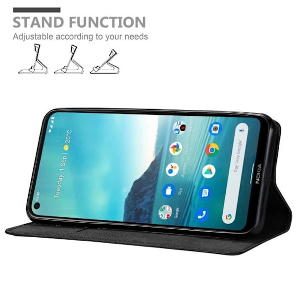 Skydd - CADORABO - Nokia 3.4 - Svart Natt - Magnetisk stängning - Ställfunktion NATTSVART