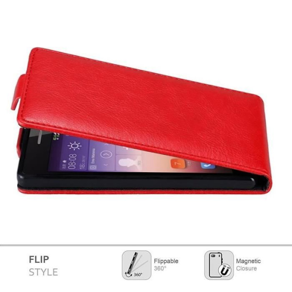 Skyddshölje - CADORABO - Huawei P7 - Röd konstläder - Flip - Magnetisk stängning Röd
