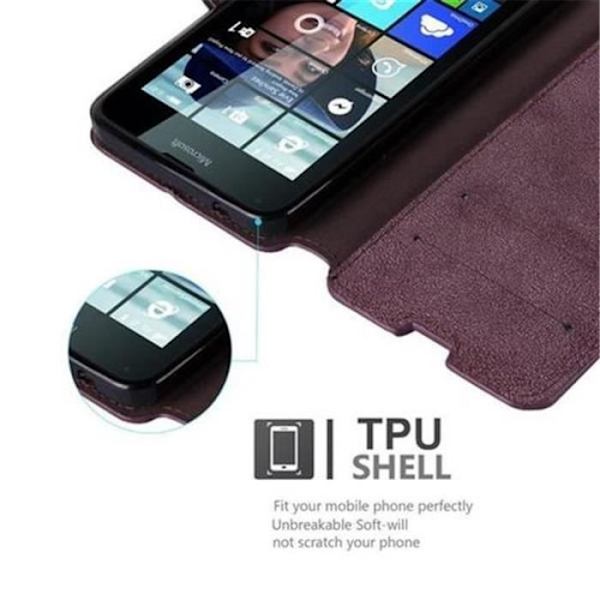 Cadorabo Nokia Lumia 640 Fodral RETRO LOOK Magnetisk skyddsfodral som stöder stativ och kortplats RED-MATT
