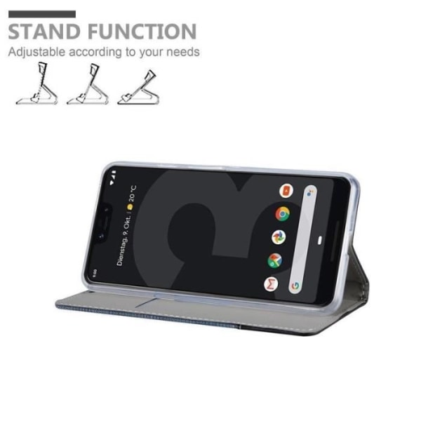 Coque - Cadorabo - Google Pixel 3 - Mörkblå Svart - Syntetskt läder - Ställfunktion MÖRKBLÅ SVART