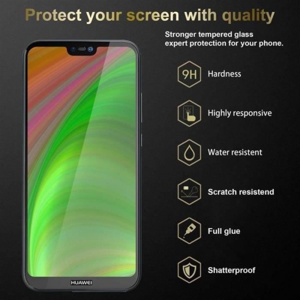 Cadorabo 3x helskärmsskyddsfilm för Huawei P20 LITE i TRANSPARENT med SVART härdat härdat skärmglas