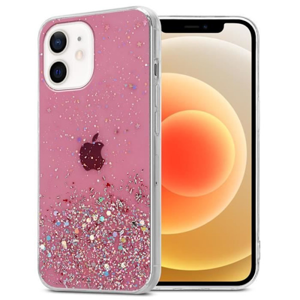 Coque - CADORABO - iPhone 12 MINI - Rosa Paljetter - Skydd av Silikon TPU - Tunn och Lätt Design Rosa