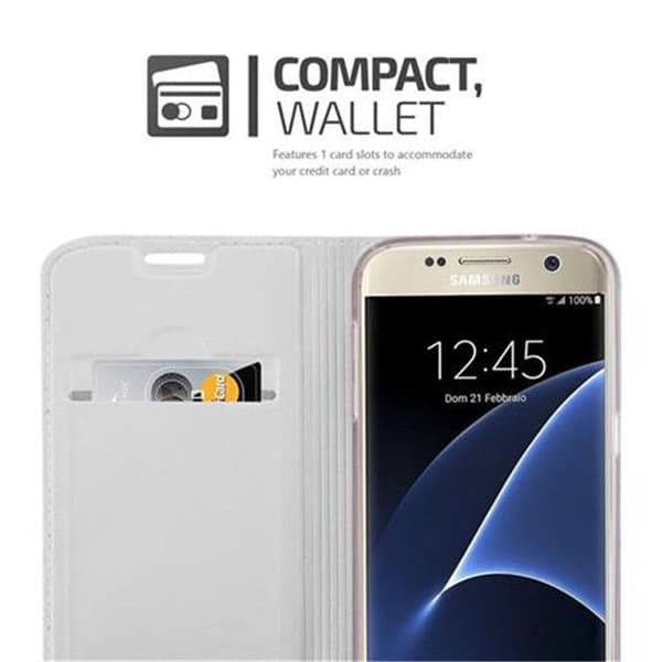 Flip-fodral för Samsung Galaxy S7, Klassisk Silver Plånbok Stötsäker Grå
