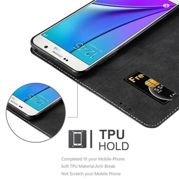 Portföljfodral - CADORABO - Galaxy NOTE 5 - Syntetiskt läder - Brun - Osynlig magnetstängning kastanj