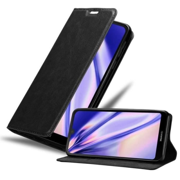 Fodral till Huawei Y5 2019 - CADORABO - Bokfodral - Svart konstläder - Magnetstängning - Stativfunktion Svart