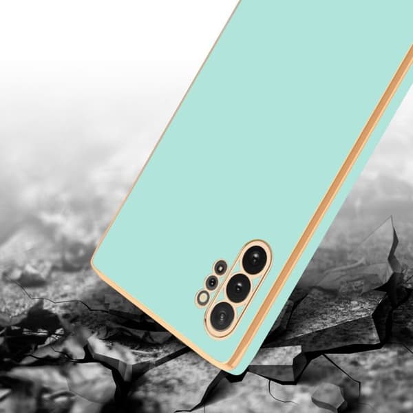 Skal för Samsung Galaxy NOTE 10 PLUS Glansig Mintgrön - Guld med skydd för kamera Grön
