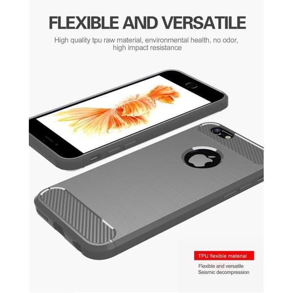 iPhone 6 / 6S Fodral BORSTAD GRÅ Kolfiber Design Grå