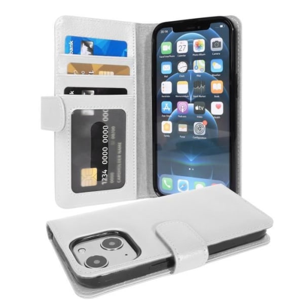 Skydd för iPhone 13 MINI - CADORABO - ALBÅTARVIT - Konstläder - 3 Fack - Magnetisk Stängning VIT ALABASTER