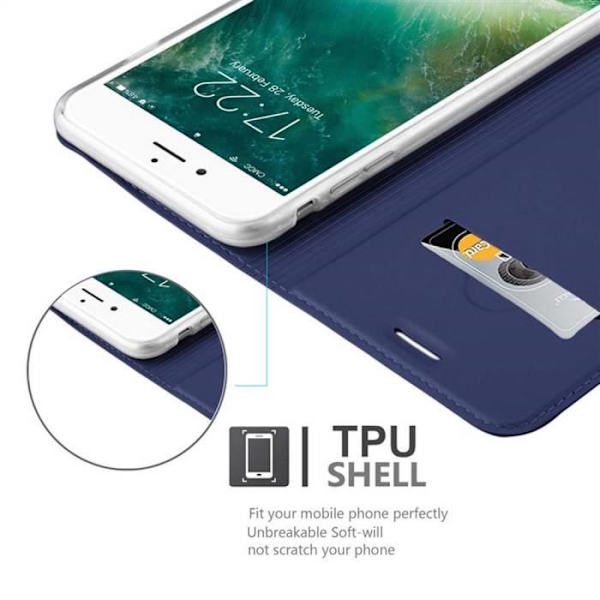 Fodral för Apple iPhone 7 PLUS / 7S PLUS / 8 PLUS i CLASSY MÖRKBLÅT Cadorabo Cover Protection magnetisk stängning Stilren mörkblå