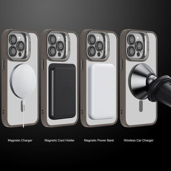 iPhone 15 PRO MAX-fodral i GRÅ MagSafe-kompatibel Stötsäker skydd Grå