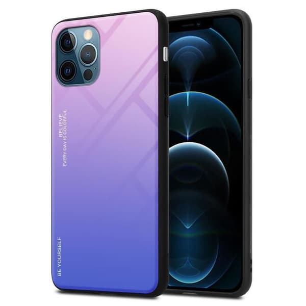 iPhone 12 PRO MAX Fodral i ROSA - BLÅ Stötsäker Bicolor Design Svart