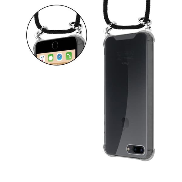Skal för iPhone 7 PLUS / 7S PLUS / 8 PLUS med axelrem i svart med justerbar snodd Svart