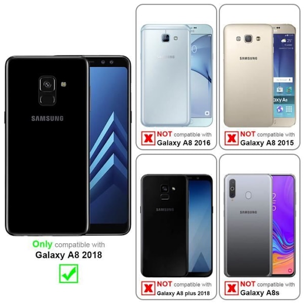 Coque - CADORABO - Samsung Galaxy A8 2018 - Tvåfärgad Simili-läder - Magnetisk Stängning - Ställfunktion BLÅ BRUN