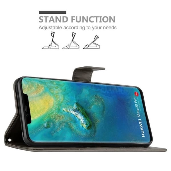 Fodral till Huawei MATE 20 PRO - CADORABO - Blommönster - Imiterat läder - Stativfunktion - 3 kortplatser Grå