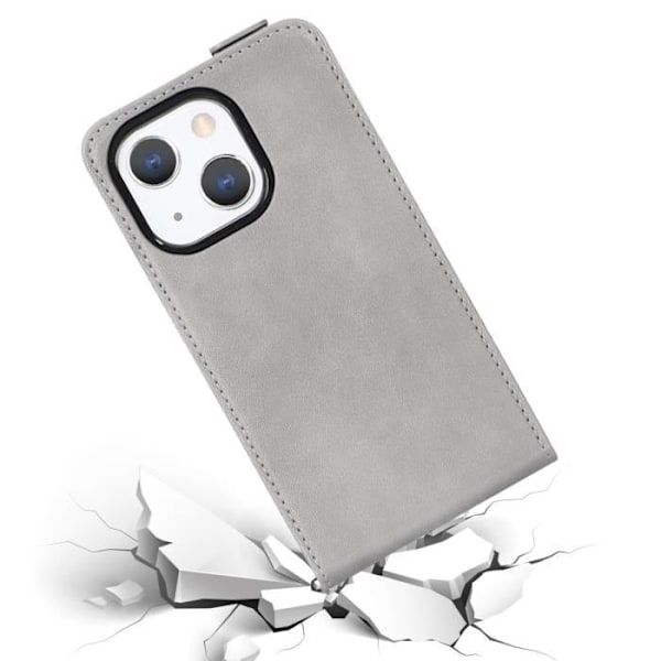 Coque - CADORABO - iPhone 13 MINI - Syntetläder slätt - Grå Sten - Flip-skydd stengrå