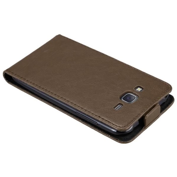 Coque - CADORABO - Samsung Galaxy J5 2015 - Syntetiskt läder - Brun - Magnetstängning kastanj