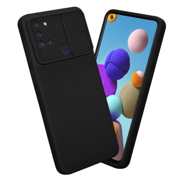 Skal till Samsung Galaxy A21s Fodral i Candy Black Fodral Silikon TPU och kameraskydd