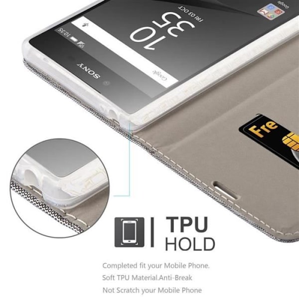 Sony Xperia Z5 PREMIUM-fodral i LJUSGRÅBRUNT från Cadorabo (TYG-LEATHERETTE-design) Fodral med fullständigt skydd med flipskydd