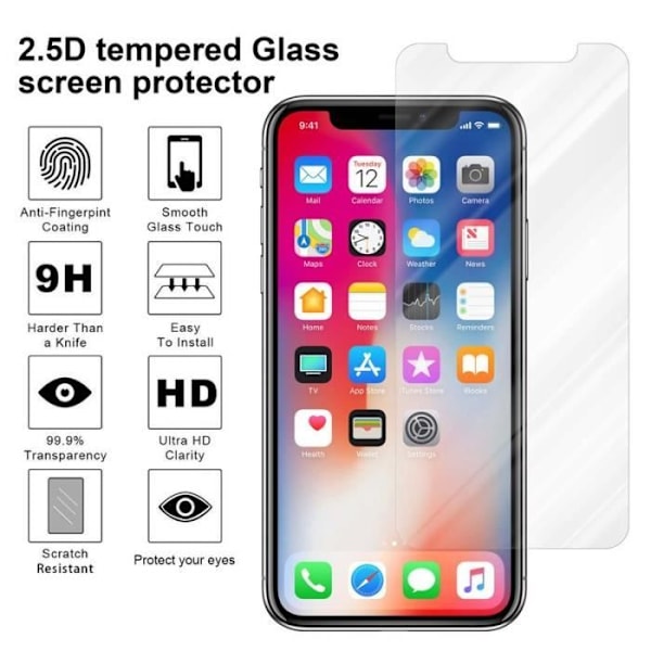 Cadorabo härdat glas Apple iPhone X - XS Skärmskydd Härdat skydd för display HÖG TRANSPARENS Transparent